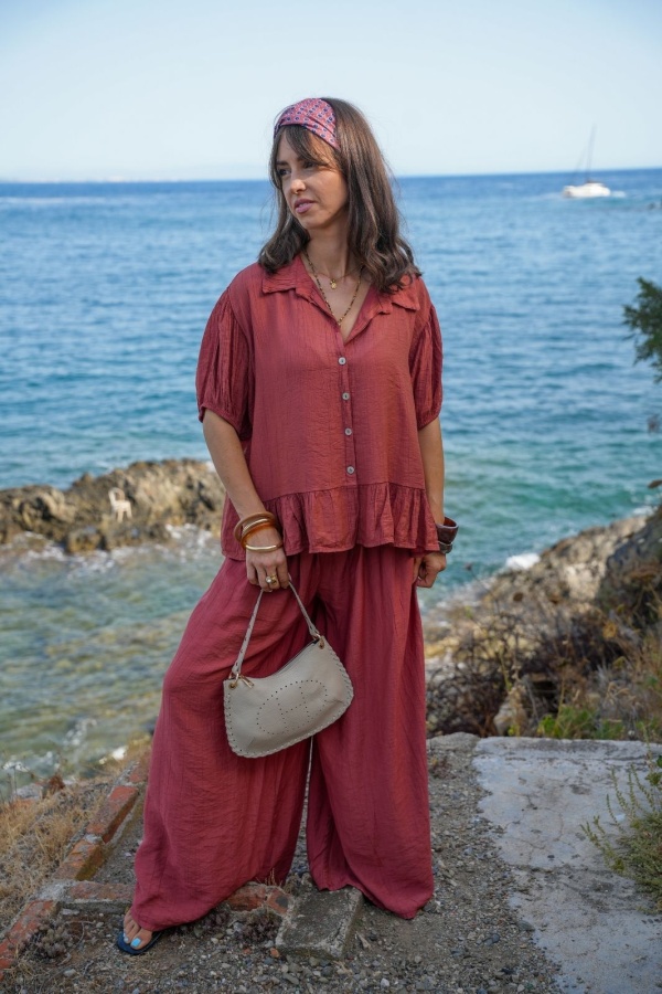 Pantalon Fluide Brique LIORA Noho - 1 | Accueil
