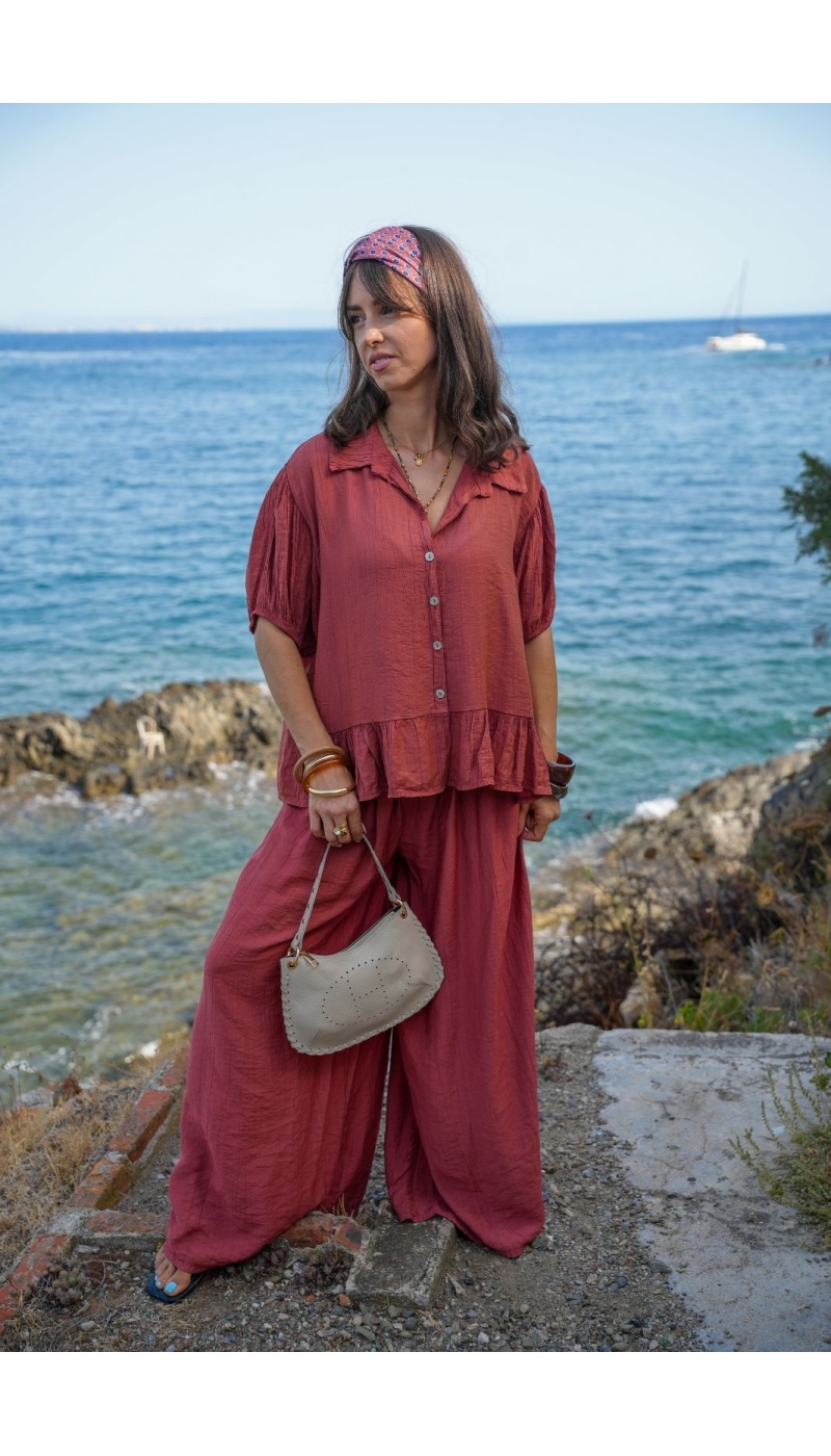 Pantalon Fluide Brique LIORA Noho - 1 | Accueil