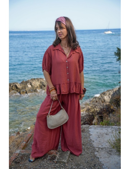Pantalon Fluide Brique LIORA Noho - 1 | Accueil