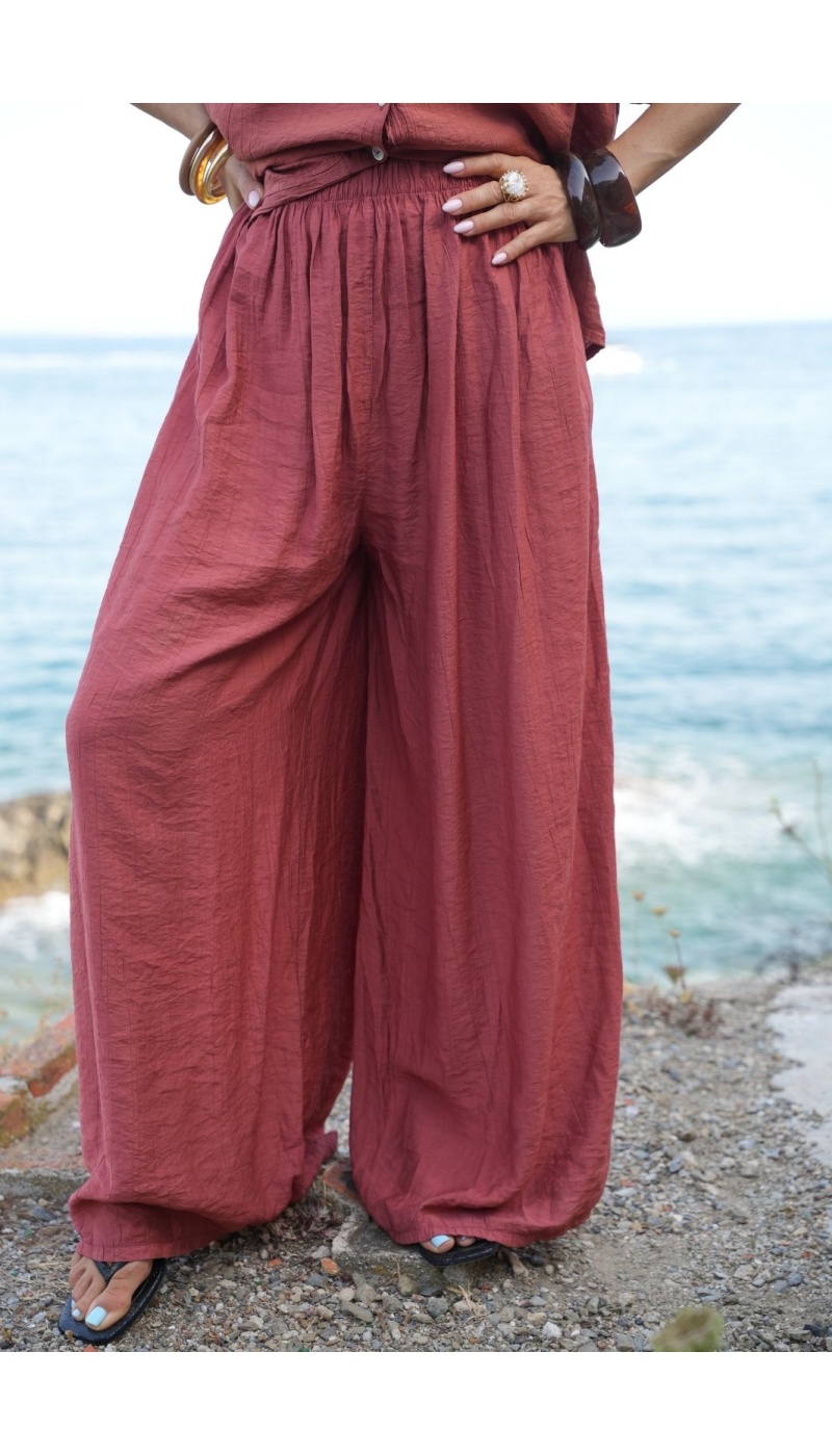 Pantalon Fluide Brique LIORA Noho - 2 | Accueil