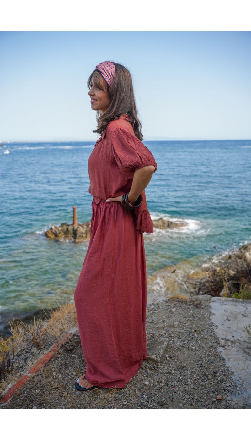 Pantalon Fluide Brique LIORA Noho - 4 | Accueil