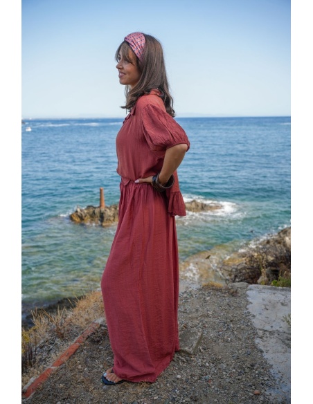 Pantalon Fluide Brique LIORA Noho - 4 | Accueil