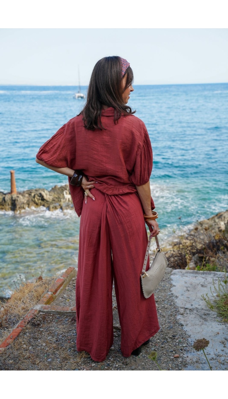 Pantalon Fluide Brique LIORA Noho - 5 | Accueil