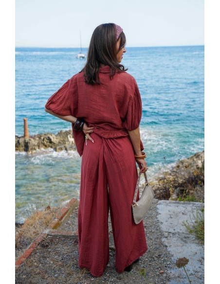 Pantalon Fluide Brique LIORA Noho - 5 | Accueil