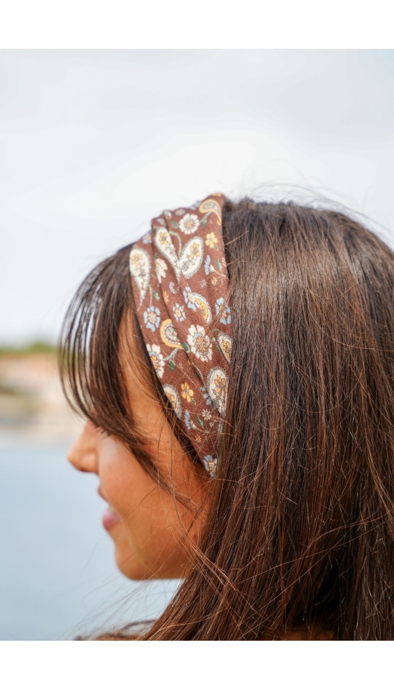 Accessoire Cheveux Cachemire Marron AZALÉE Noho - 2 | Accueil