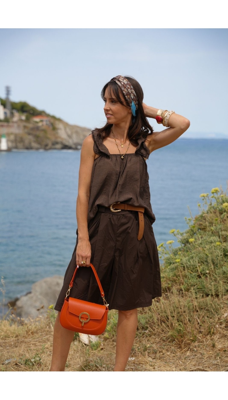 Ruffled Tank Top Brown BELLAGIO Noho - 1 | Welcome