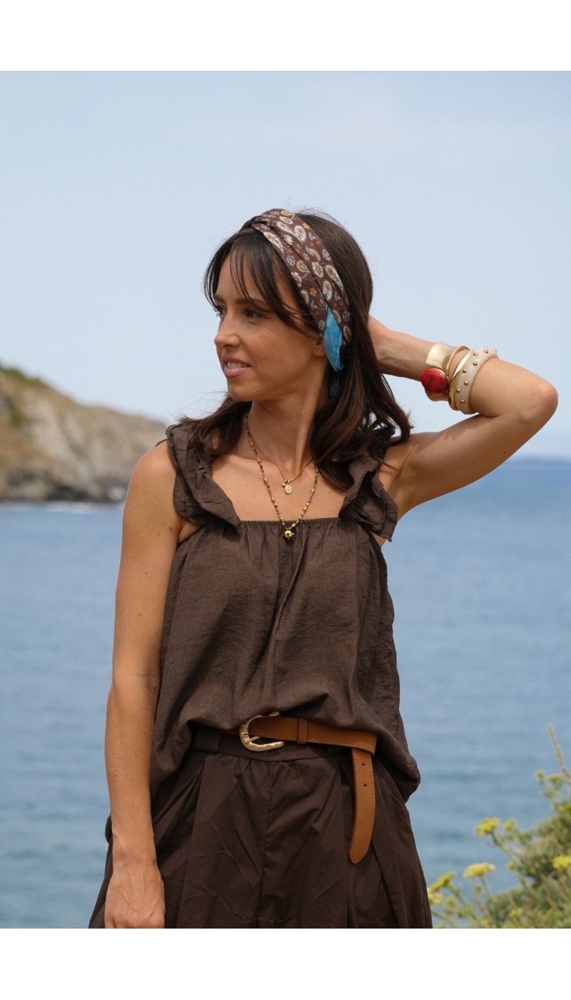Ruffled Tank Top Brown BELLAGIO Noho - 2 | Welcome