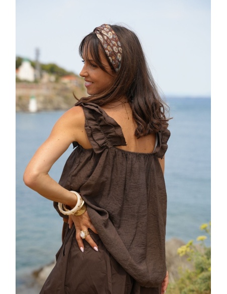 Rüschen-Tanktop Braun BELLAGIO Noho - 3 | Willkommen