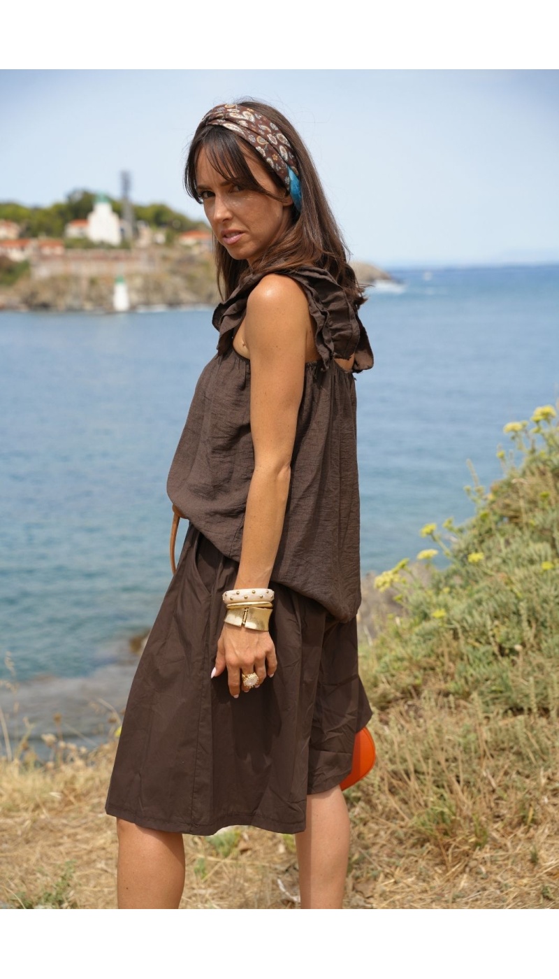 SHORTS FEMME CEINTU MARRON E26 Noho - 4 | Benvenuto