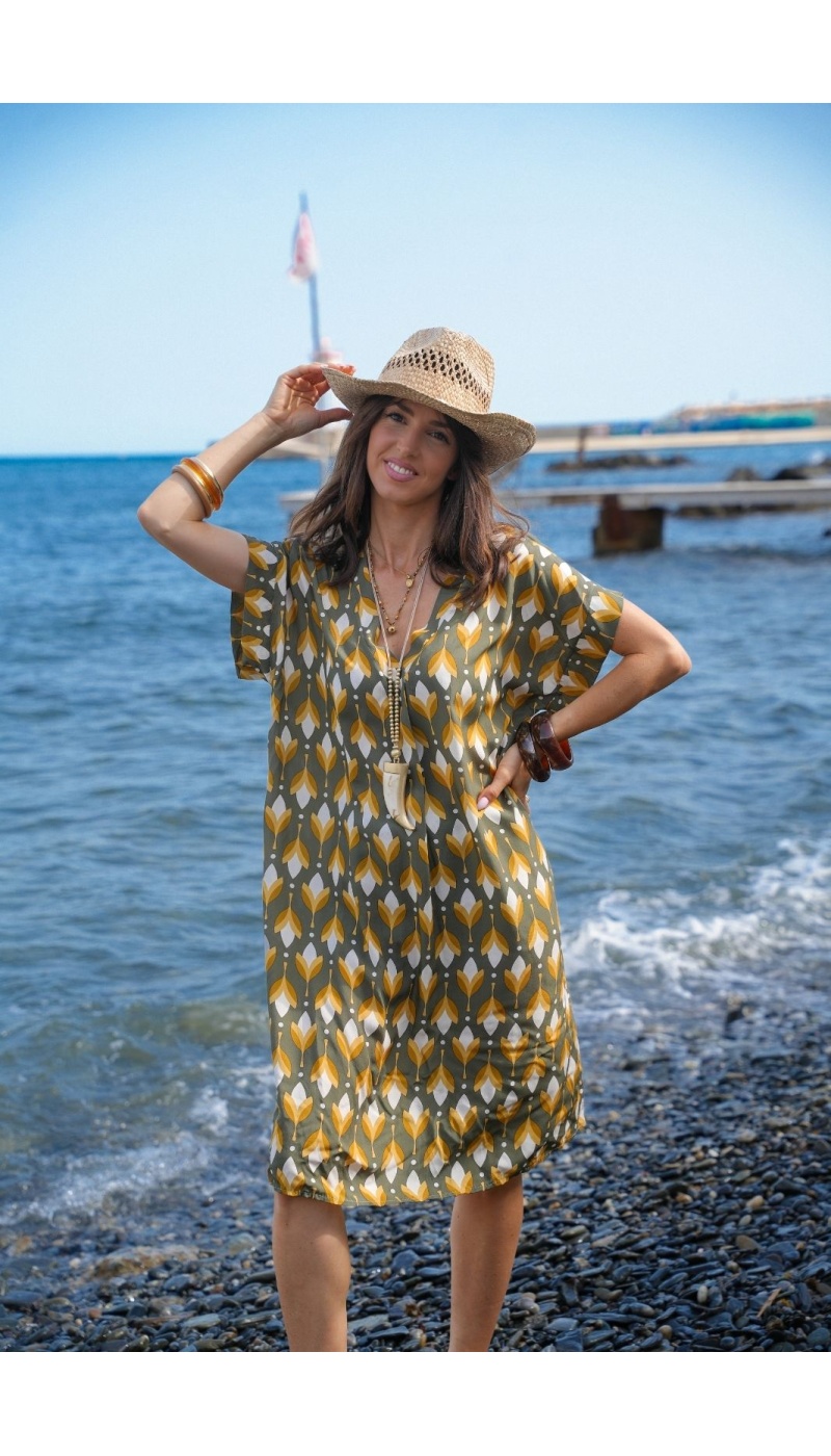 ROBES FEMME IMPRI KAKI E26 Noho - 1 | MULHERES
