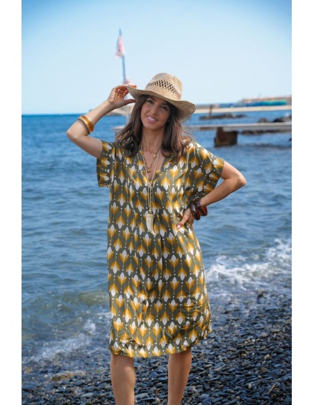 ROBES FEMME IMPRI KAKI E26 Noho - 1 | MULHERES