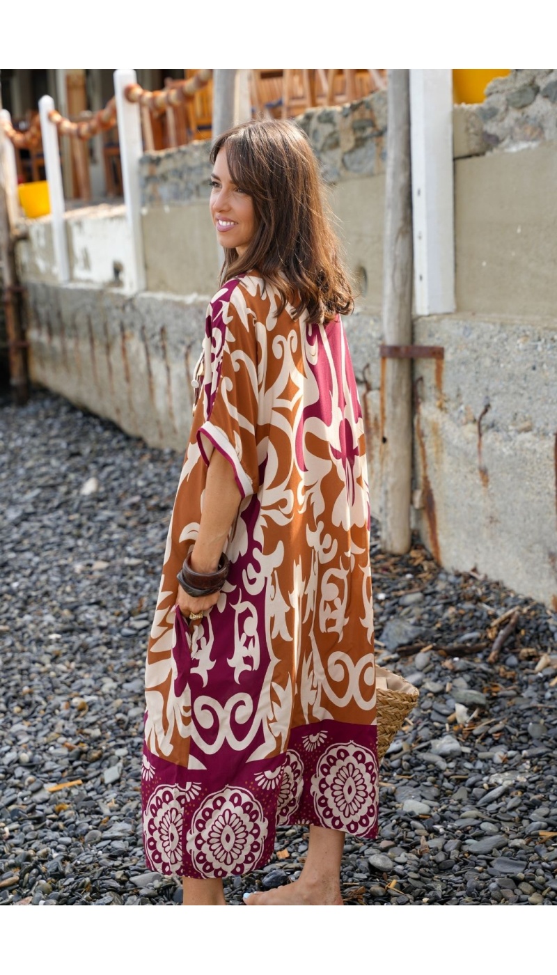 Vestido Longo Castanho Borgonha VAIANA Noho - 4 | Bem-vindo