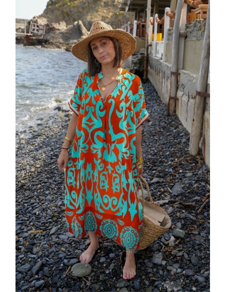 VAIANA Vestido largo naranja agua Noho - 2 | MUJER