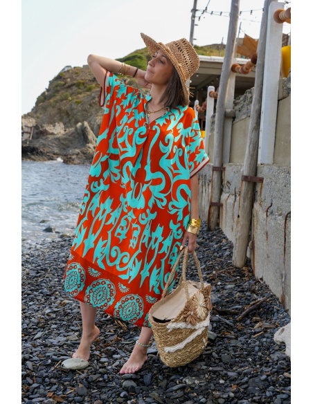 Vestido Longo VAIANA Aqua Laranja Noho - 1 | MULHERES