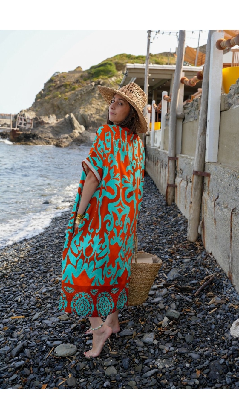 VAIANA Abito lungo arancione acqua Noho - 3 | DONNE