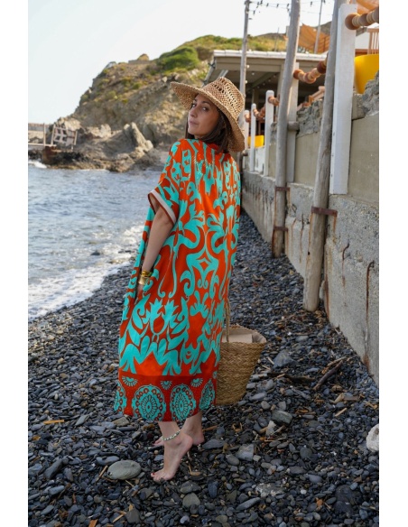 Vestido Longo VAIANA Aqua Laranja Noho - 3 | MULHERES