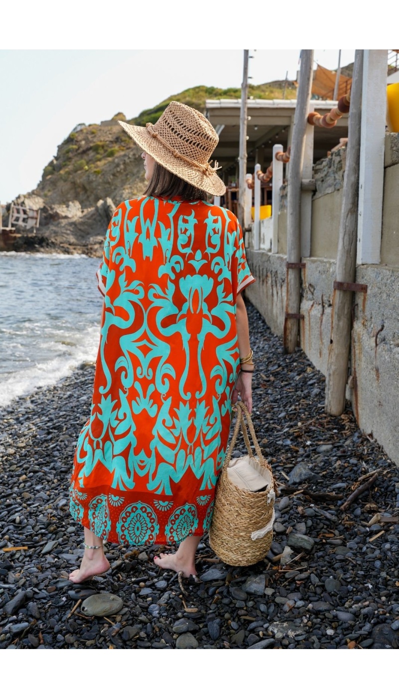 Robe Longue Aqua Orange VAIANA Noho - 4 | FEMMES