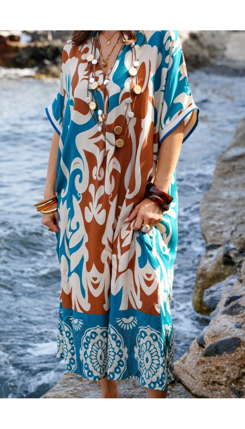 Vestido Longo Pato Castanho VAIANA Noho - 2 | Bem-vindo