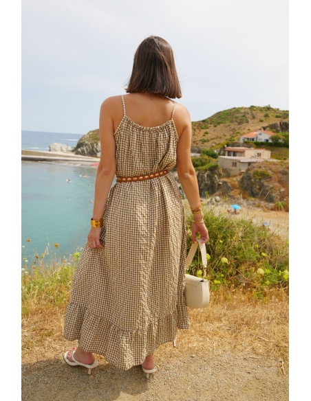 Robe Carreaux Olive VADELLA Noho - 2 | Accueil