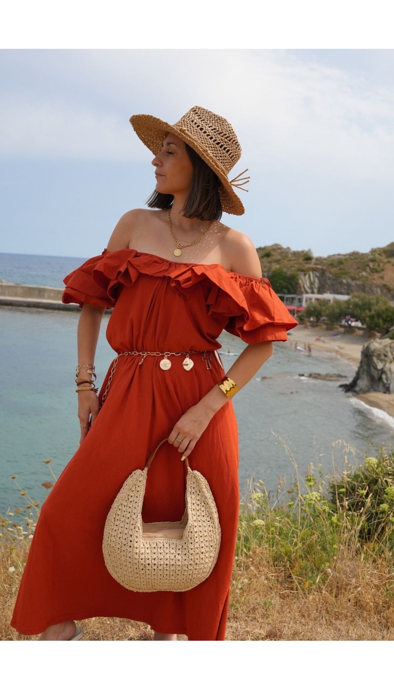 Ruffled Dress Rust CASERTA Noho - 4 | Welcome