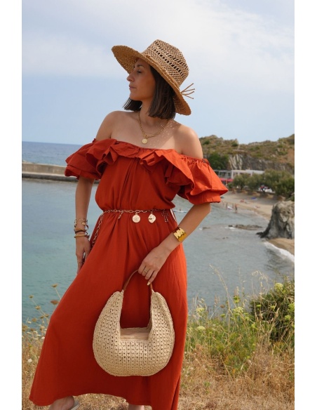 Ruffled Dress Rust CASERTA Noho - 4 | Welcome
