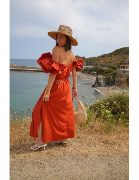 Ruffled Dress Rust CASERTA Noho - 2 | Welcome