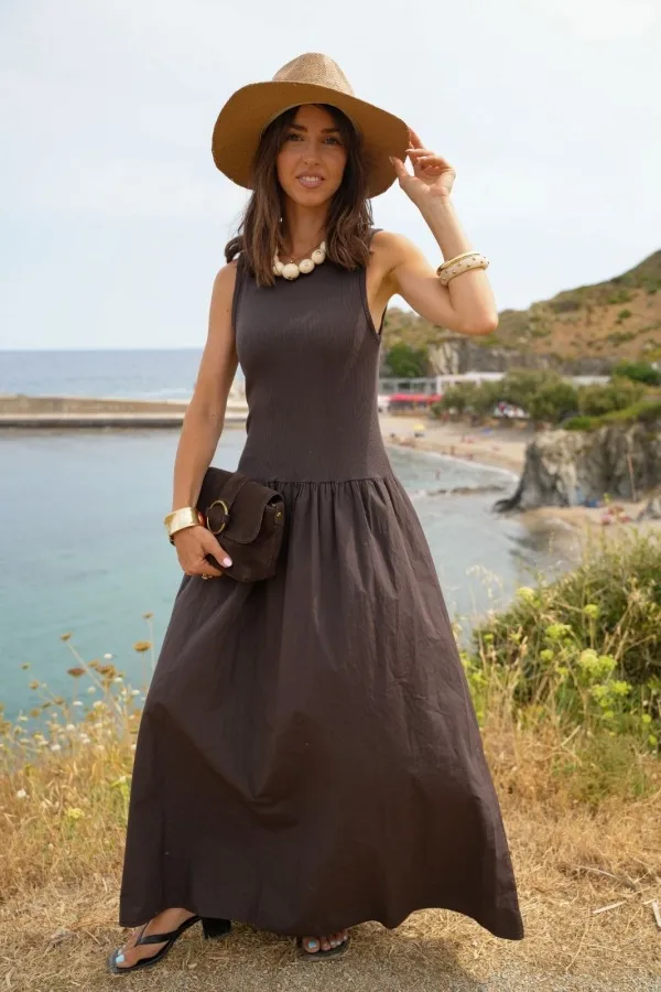 Robe Longue Choco POSITANO Noho - 1 | Accueil 2