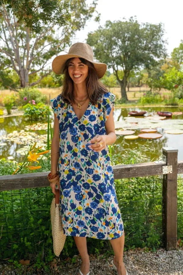 Robe Fleurs Bleues HORTENSIA Noho - 1 | Accueil