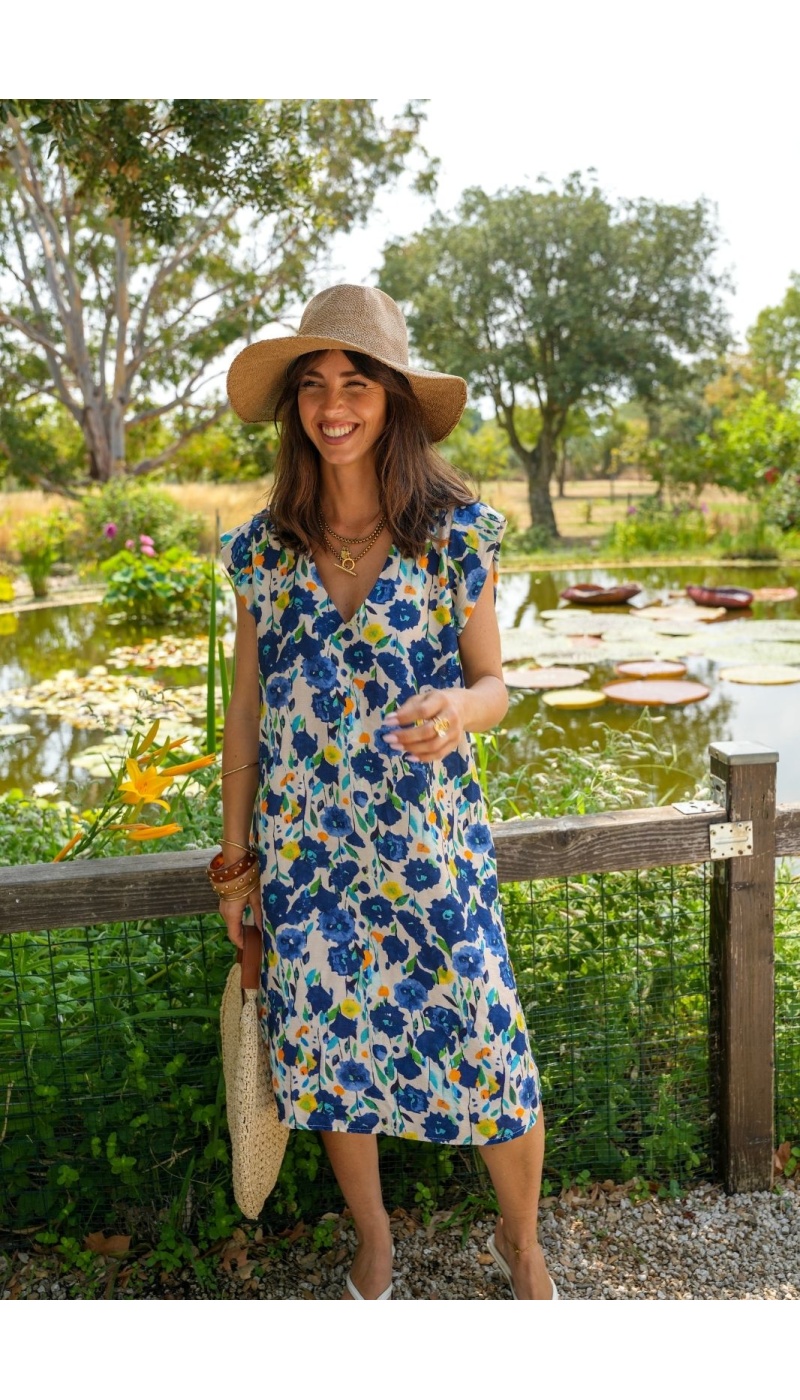 Robe Fleurs Bleues HORTENSIA Noho - 1 | Accueil