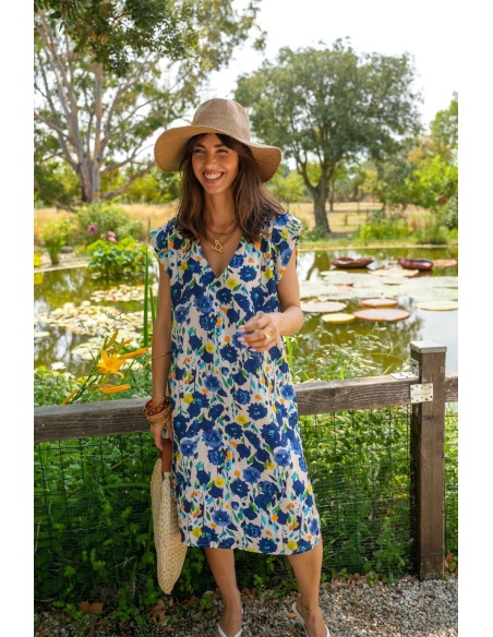Robe Fleurs Bleues HORTENSIA Noho - 1 | Accueil