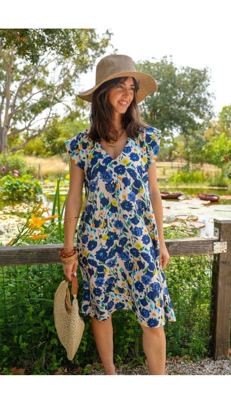Robe Fleurs Bleues HORTENSIA Noho - 2 | Accueil