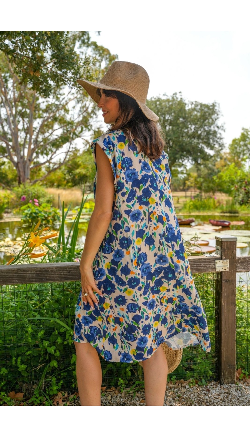 Robe Fleurs Bleues HORTENSIA Noho - 4 | Accueil