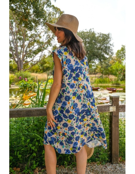 Robe Fleurs Bleues HORTENSIA Noho - 4 | Accueil