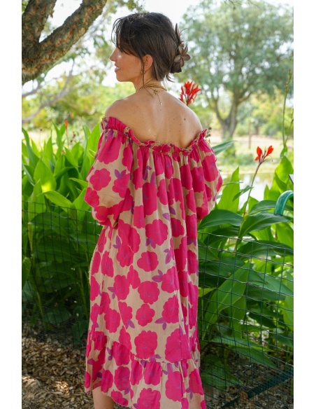 Robe Fleurs Bordeaux DAHLIA Noho - 3 | Accueil