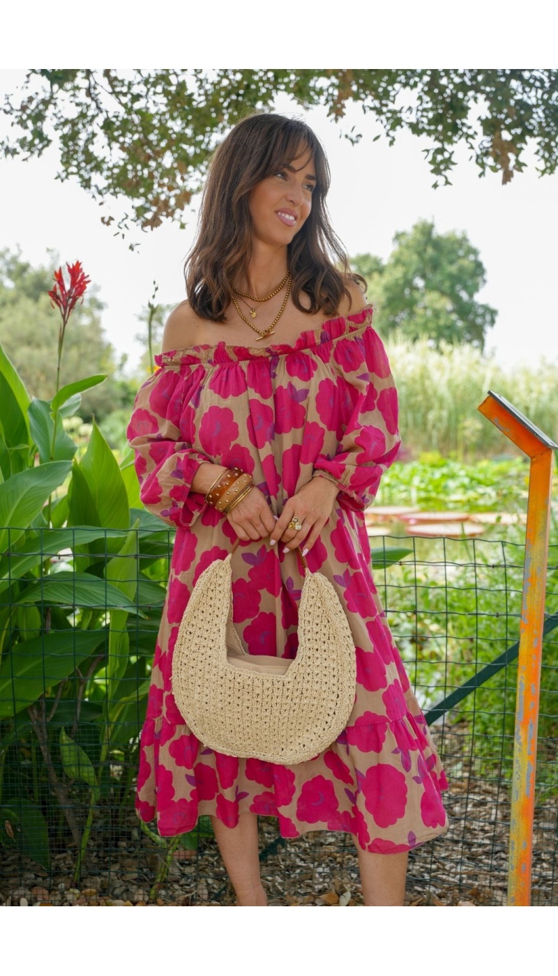 Robe Fleurs Bordeaux DAHLIA Noho - 1 | Accueil