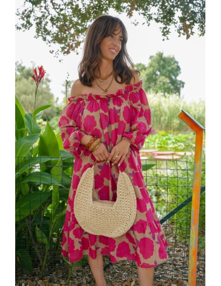 Robe Fleurs Bordeaux DAHLIA Noho - 1 | Accueil