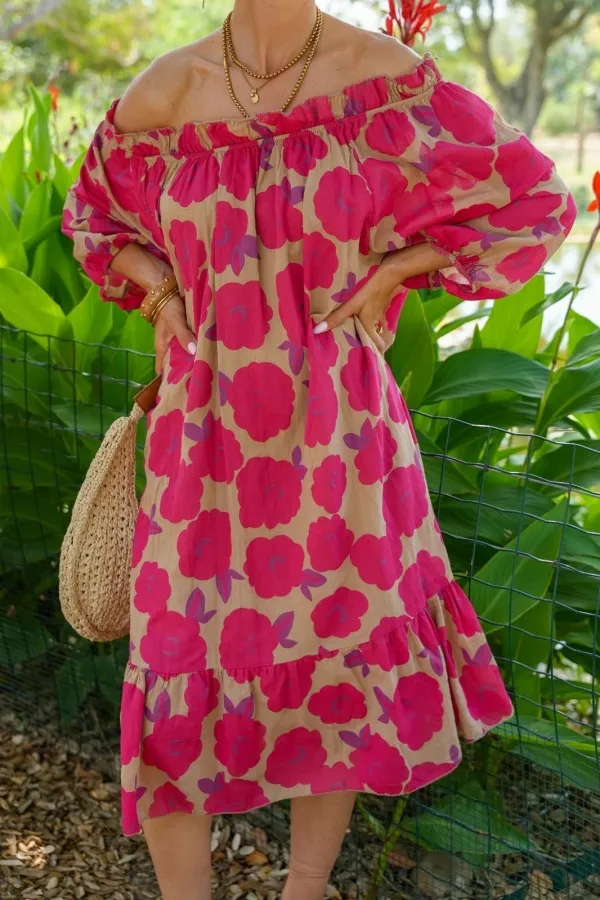 Robe Fleurs Bordeaux DAHLIA Noho - 1 | Accueil 2