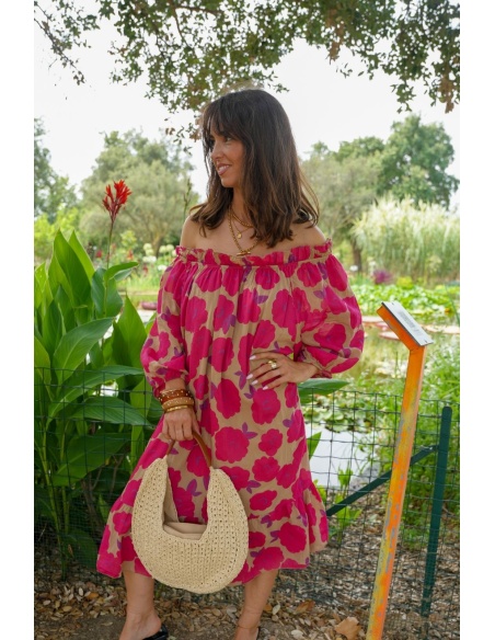 Robe Fleurs Bordeaux DAHLIA Noho - 4 | Accueil