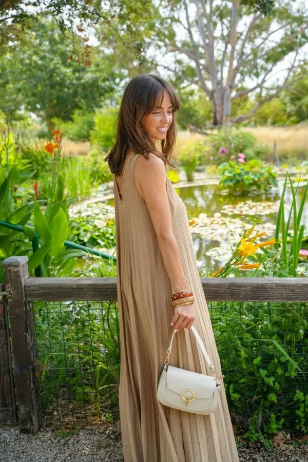 Robe Pailletée Doré Plissée ORIA Noho - 1 | Accueil 2