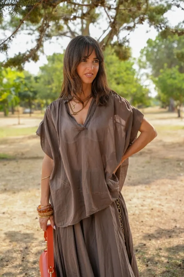 Blouse Marron Coton Johanna VERNA Johanna - 1 | Accueil