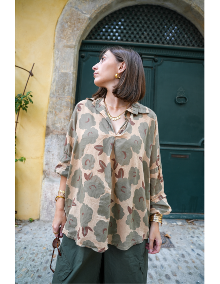 CHEMISIERS FLEUR KAKI H26 - 1 | Benvenuto