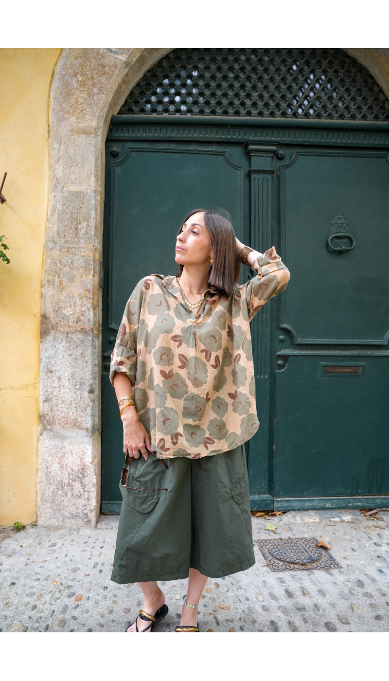 CHEMISIERS FLEUR KAKI H26 - 2 | Benvenuto