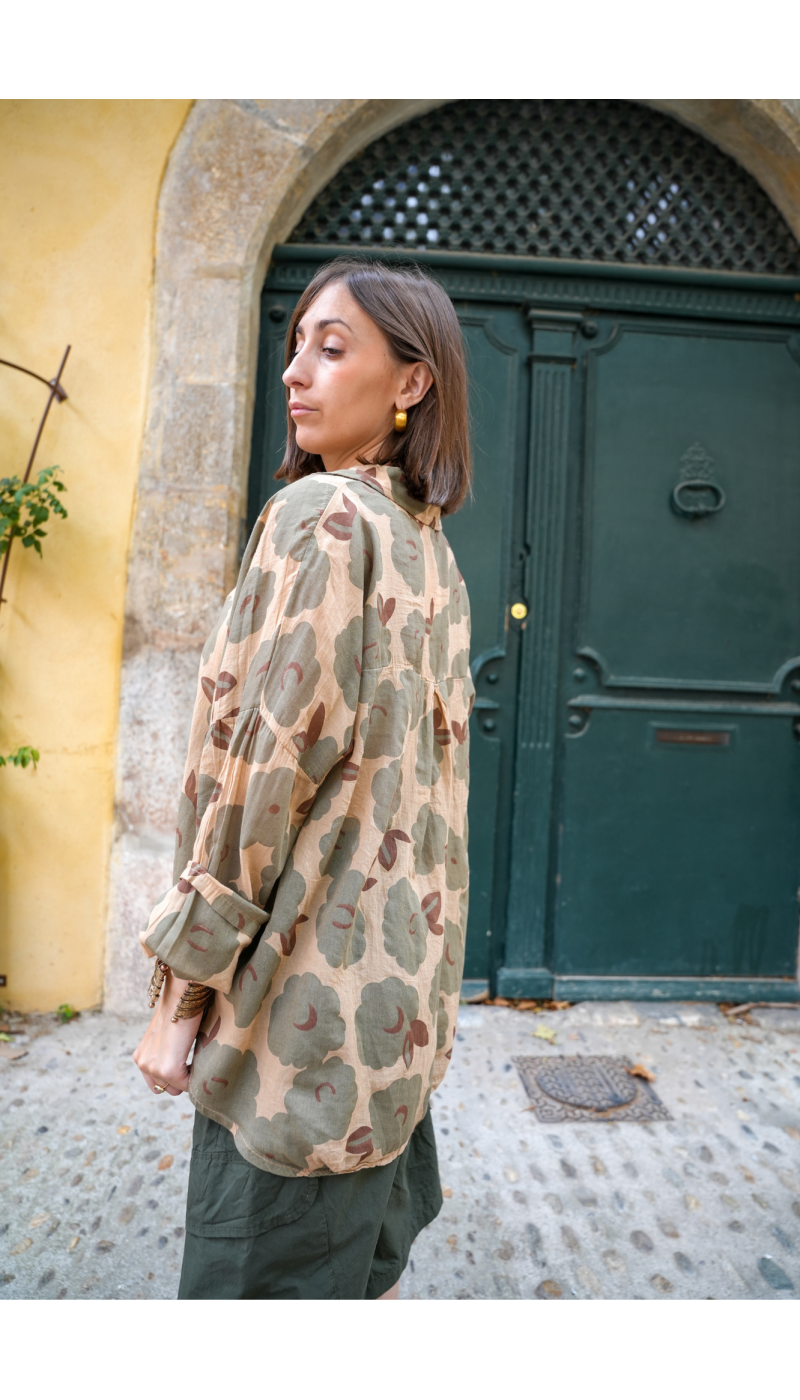 CHEMISIERS FLEUR KAKI H26 - 3 | Benvenuto
