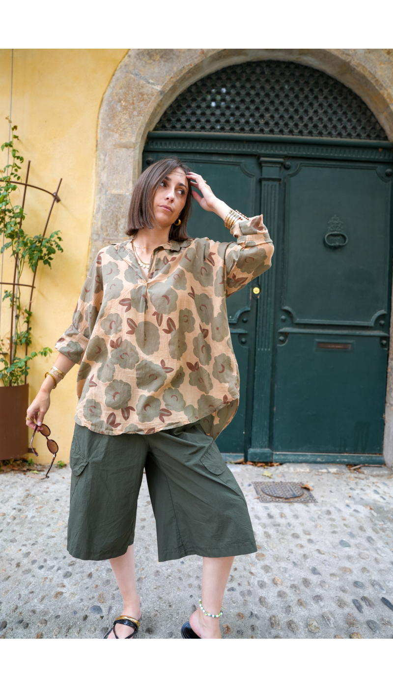 CHEMISIERS FLEUR KAKI H26 - 5 | Benvenuto