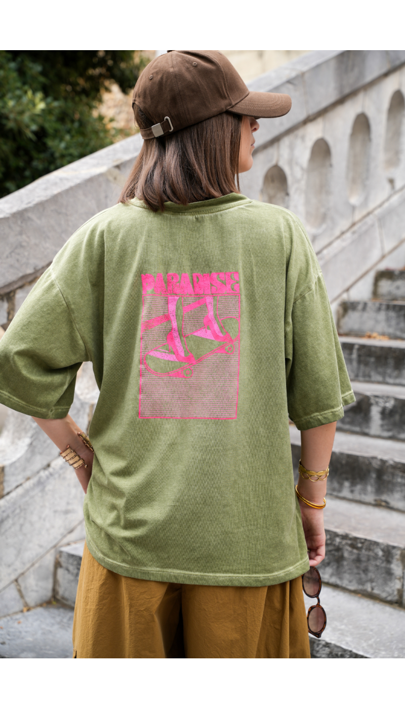 T-SHIRT MC FEMME SKATE KAKI H26 BANDITAS - 1 | Benvenuto