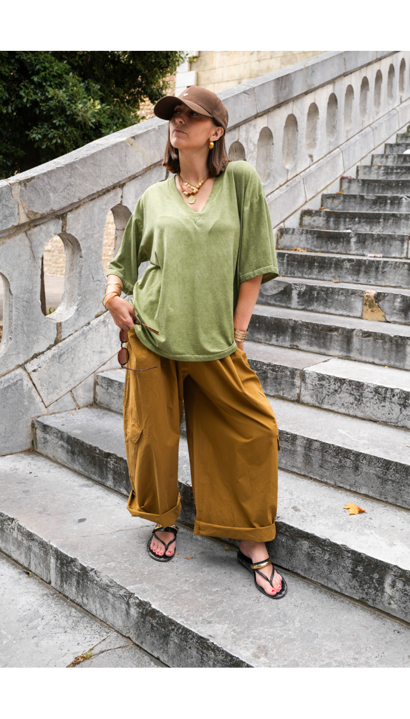 PANTALON FEMME CARGOT CAMEL H26 Johanna - 1 | Benvenuto