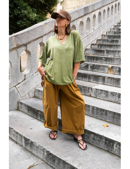 PANTALON FEMME CARGOT CAMEL H26 Johanna - 1 | Benvenuto