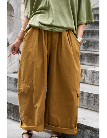 PANTALON FEMME CARGOT CAMEL H26 Johanna - 2 | Benvenuto