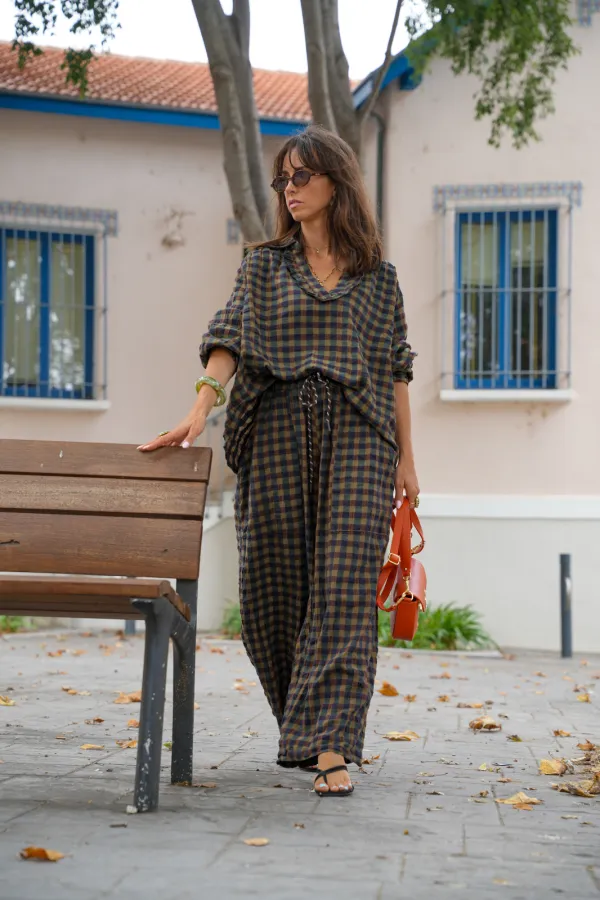 Pantalon Carreaux Vert JOHANNA SIENNE Johanna - 1 | Accueil