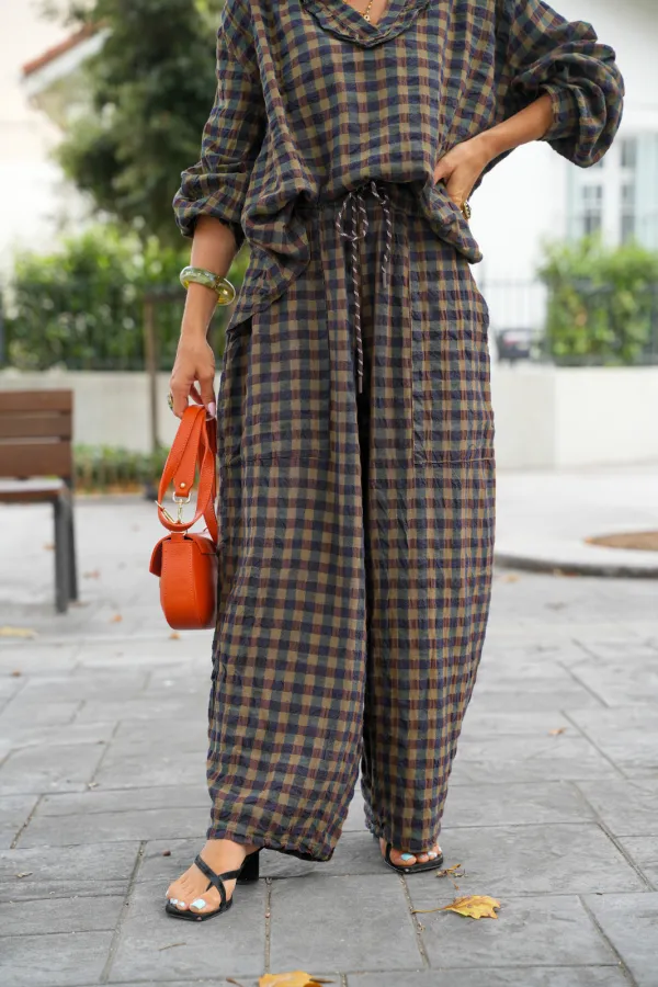 Pantalon Carreaux Vert JOHANNA SIENNE Johanna - 1 | Accueil 2
